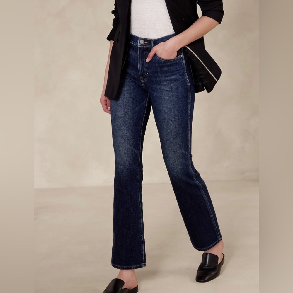 NWT Banana Republic High Rise Cropped Bootcut Jeans 35 20 Tall